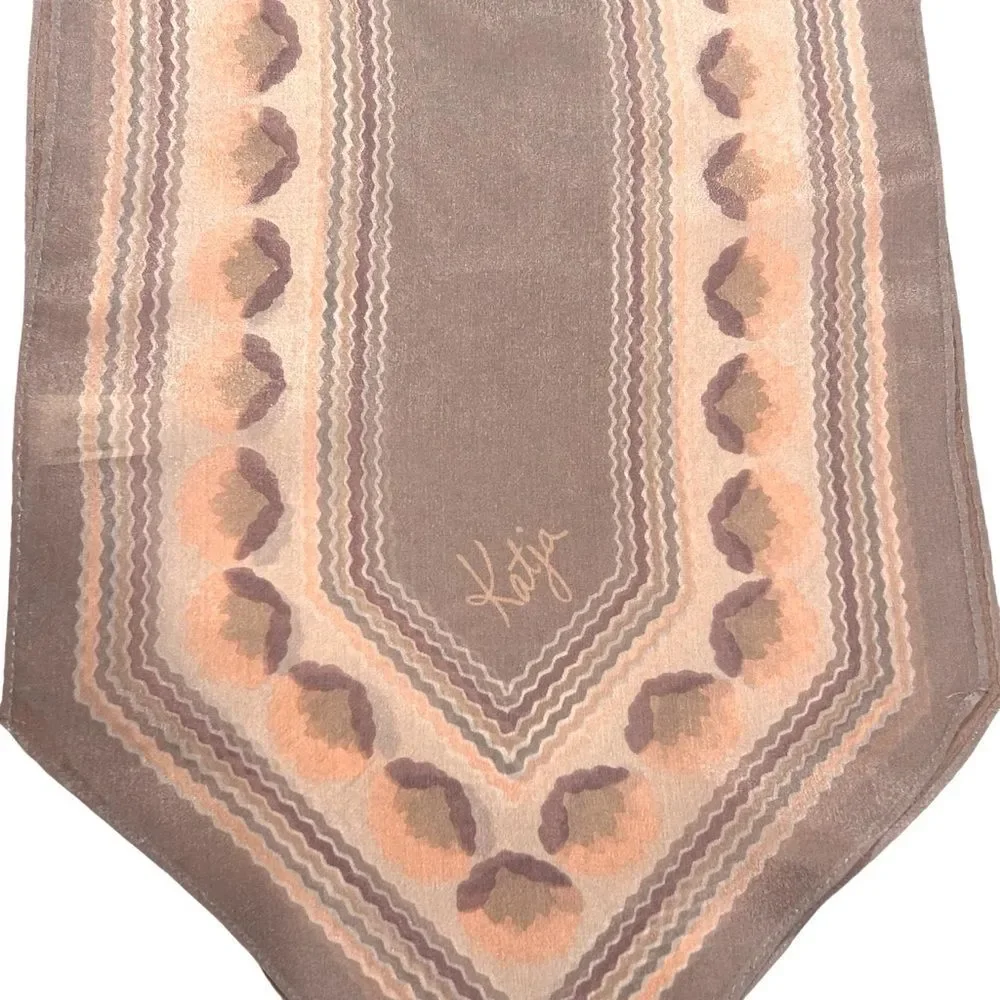 Vintage Katja Silk Blend Gray Print Scarf